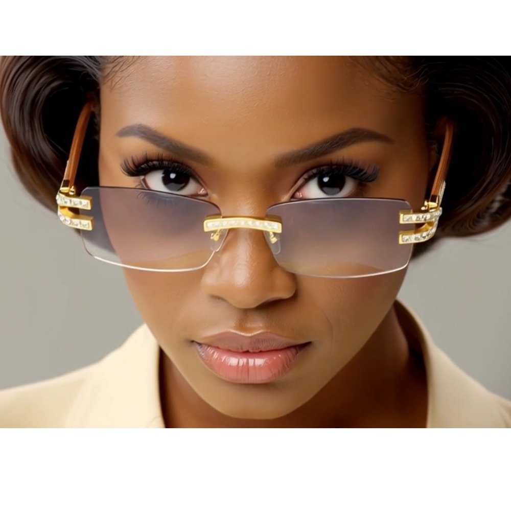 Women Eyeglasses Clear Lens Gold Tinted UV400 Sun Protection Classy Lentes Mujer
